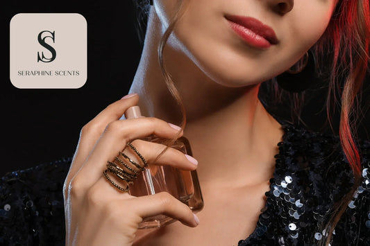 Woman applying perfume on neck - fragrance and perfume guide by Seraphine Scents