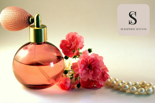 Fragrance shop Singapore - elegant perfume bottle with flowers by Seraphine Scents