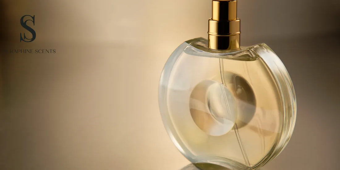 Elegant perfume bottle with golden cap — Seraphine Scents blog visual on fragrance storage in Singapore