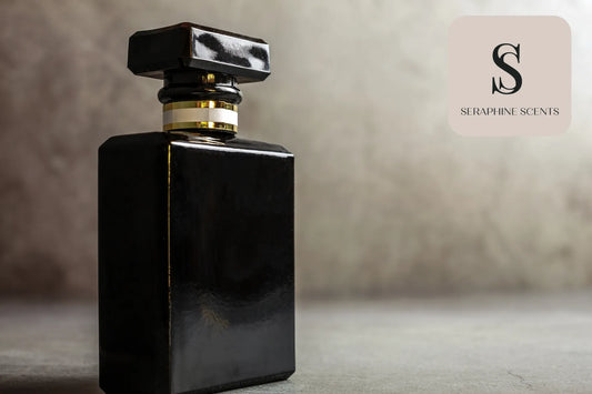 Musky unisex perfume Singapore — elegant black perfume bottle with gold accent
