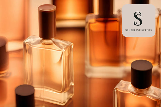 Perfume care tips Singapore luxury fragrance bottles with amber tones by Seraphine Scents
