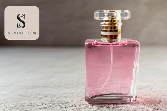 Perfume SG - elegant pink perfume bottle with Seraphine Scents branding