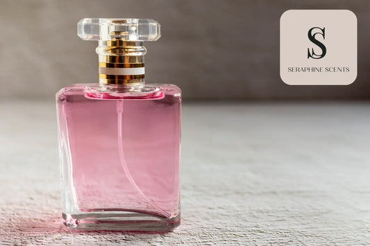 Perfume stores luxury fragrance bottle with pink liquid - Seraphine Scents