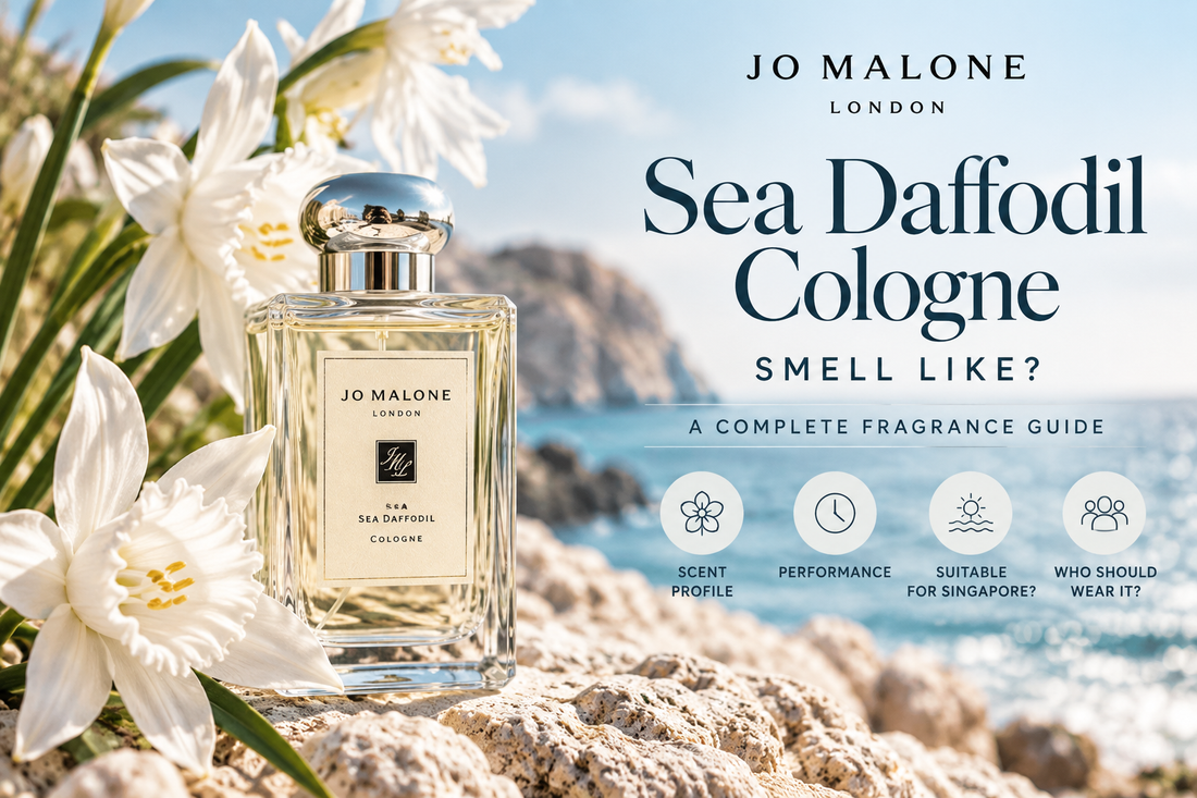 Jo Malone Sea Daffodil Cologne fragrance guide featuring sea daffodil flowers and a coastal-inspired perfume setting