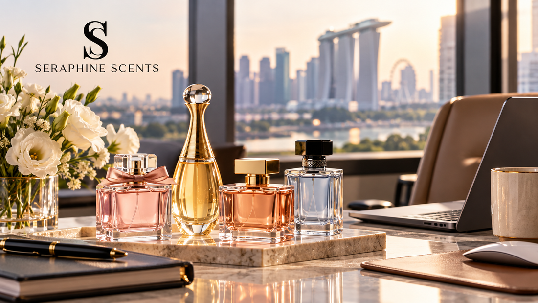 Luxury office perfumes in Singapore by Seraphine Scents, featuring elegant fragrances for professional and everyday work wear.