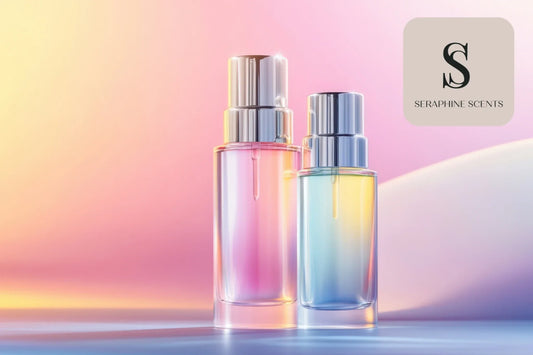 Bvlgari Omnia Crystalline EDT perfume bottles with soft pastel gradient background, fresh elegant fragrance ideal for Singapore’s humid climate