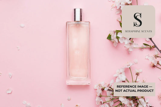 Byredo Rose Of No Man's Land Perfume Singapore luxury floral fragrance reference image with pink perfume bottle and cherry blossoms