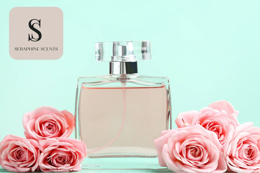 "Christian Dior La Colle Noire perfume bottle surrounded by pink roses – elegant floral fragrance photography by Seraphine Scents"