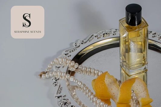 Luxury perfume bottle on silver tray with pearls and citrus peel – Dior J’adore Eau de Parfum Singapore by Seraphine Scents