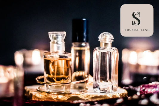 Fragrances near me - authentic perfume bottles displayed by Seraphine Scents