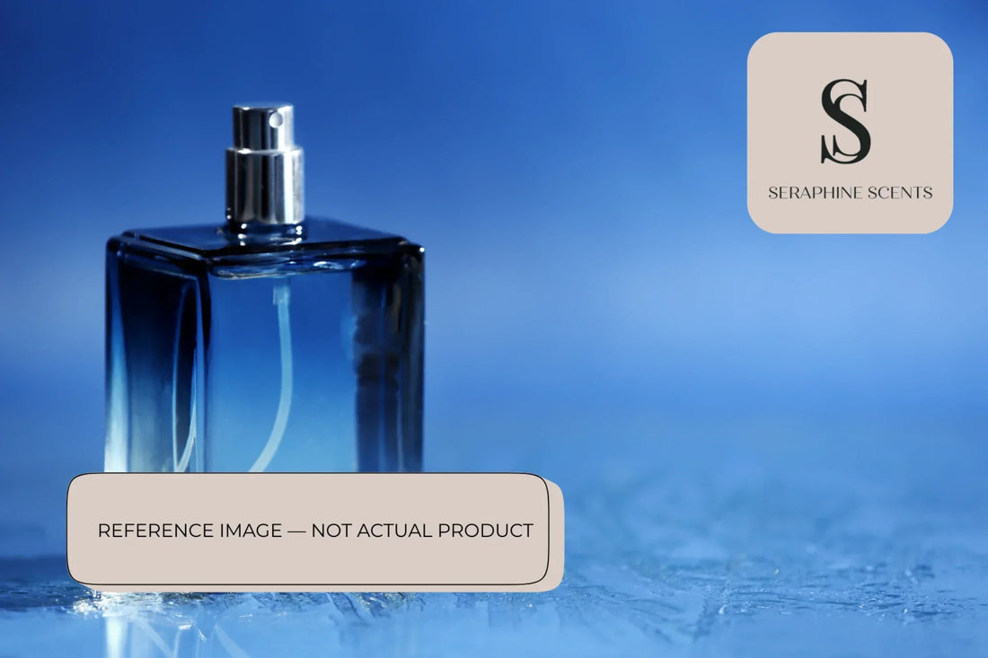 Blue perfume bottle on reflective surface representing Jo Malone Blackberry & Bay Cologne Perfume blog guide