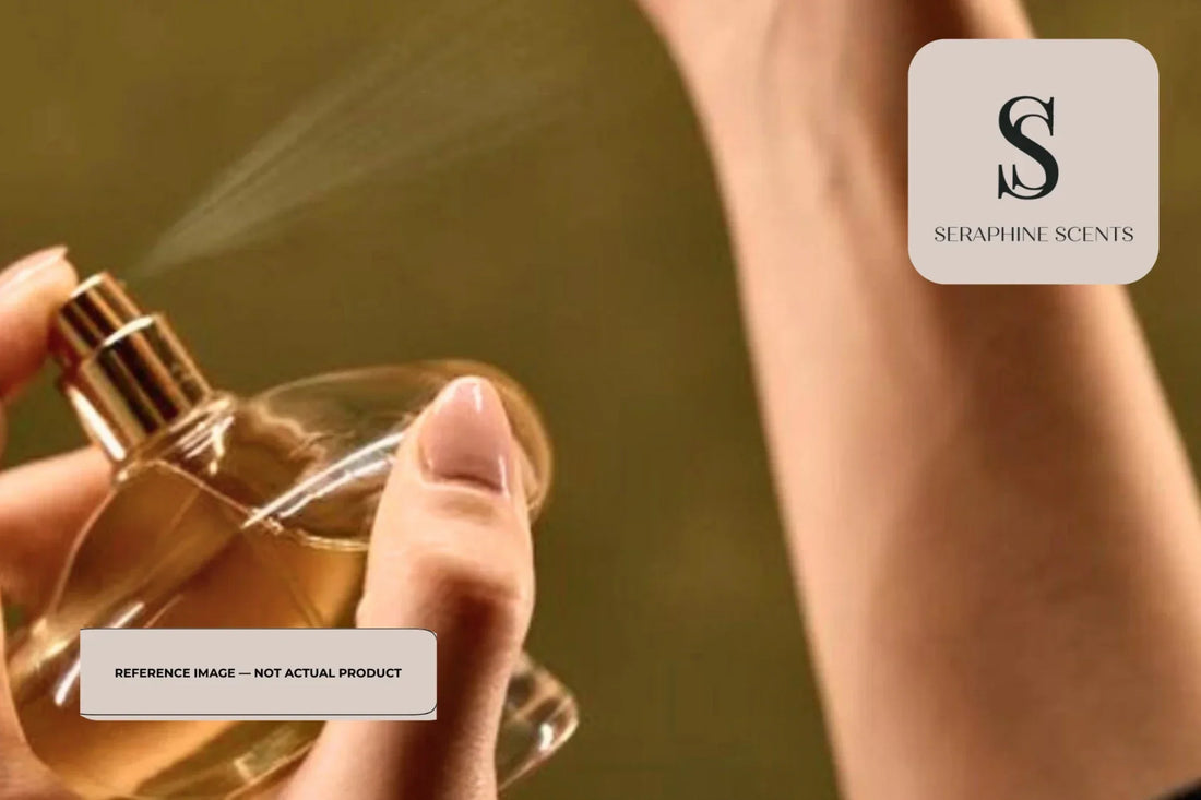 Jo Malone Fig & Lotus Flower Cologne perfume application reference image showing fragrance being sprayed on wrist with soft golden background 