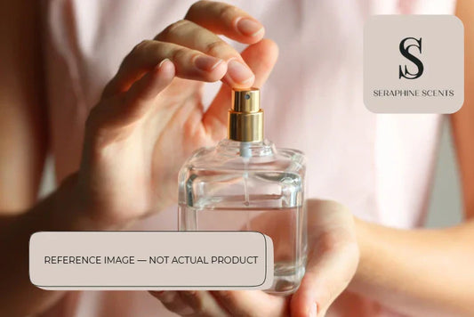 Jo Malone French Lime Blossom Cologne Perfume reference image showing a hand spraying a clear perfume bottle, used for visual illustration only by Seraphine Scents.