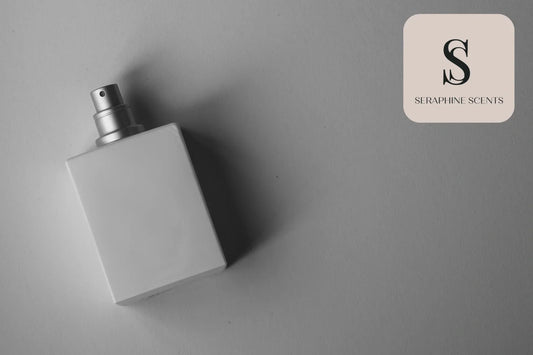 long lasting romantic perfumes Singapore — elegant minimalist perfume bottle with Seraphine Scents logo