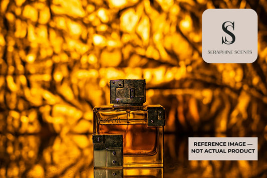 Penhaligon's Lord George perfume bottle with warm amber lighting luxury fragrance Singapore backdrop 
