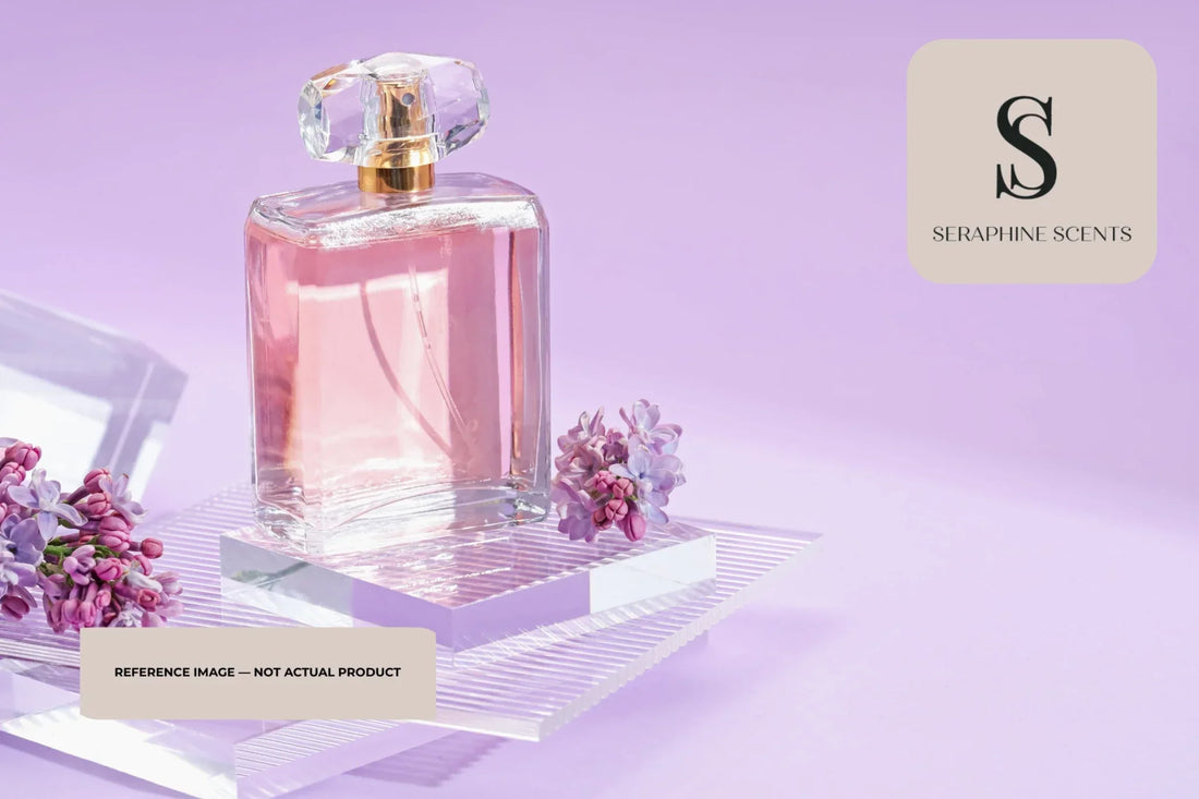 luxury pink perfume bottle with floral background elegant fragrance aesthetic Singapore 