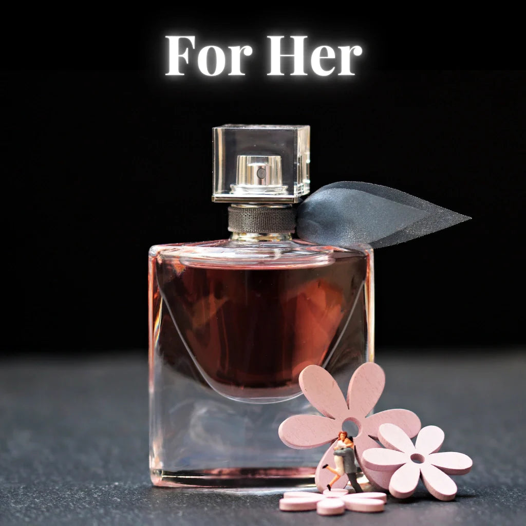 Luxury women’s perfume bottle with floral accents – For Her collection at Seraphine Scents Singapore